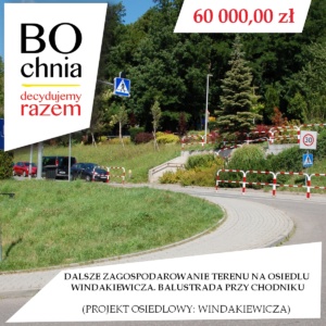 Dalsze zagospodarowanie terenu na Osiedlu Windakiewicza. Balustrada przy chodniku (osiedlowy: Windakiewicza)