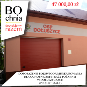 Doposażenie bojowego umundurowania dla Ochotniczej Straży Pożarnej w&nbsp;Dołuszycach