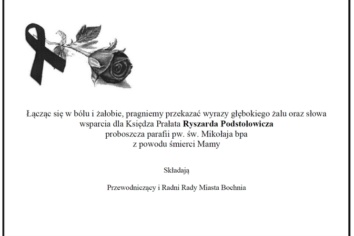 Kondolencje od Przewodniczącego i Radnych Rady Miasta Bochnia