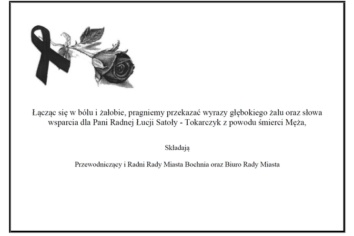 Kondolencje od Przewodniczącego i Radnych Rady Miasta Bochnia oraz Biura Rady Miasta