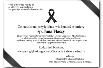 Kondolencje od Burmistrza Bochni i pracowników Urzędu Miasta