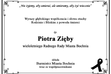 Kondolencje od Burmistrza Miasta oraz pracowników Urzędu Miasta Bochnia