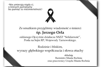 Kondolencje Burmistrza Miasta Bochnia