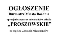 OGŁOSZENIE: zebranie mieszkańców Osiedla Proszowskie